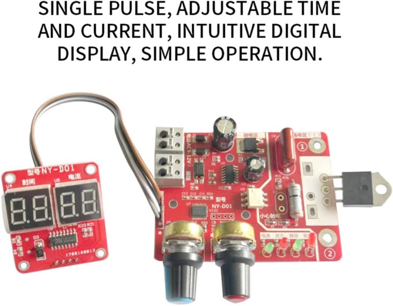 woobles NY-D01 Spot Welder Control Board, Spot Welder Time Control Module with Digital Display, Spot Welding Time and Current Controller Panel Module Kit (100A) - Image 2